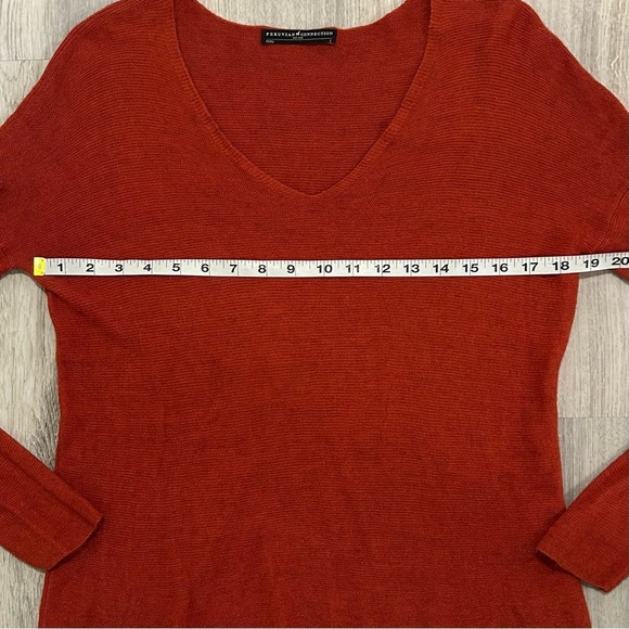 Peruvian Connection Long Sleeve V-Neck Light Sweater Alpaca Blend Orange Size L - Picture 4 of 6